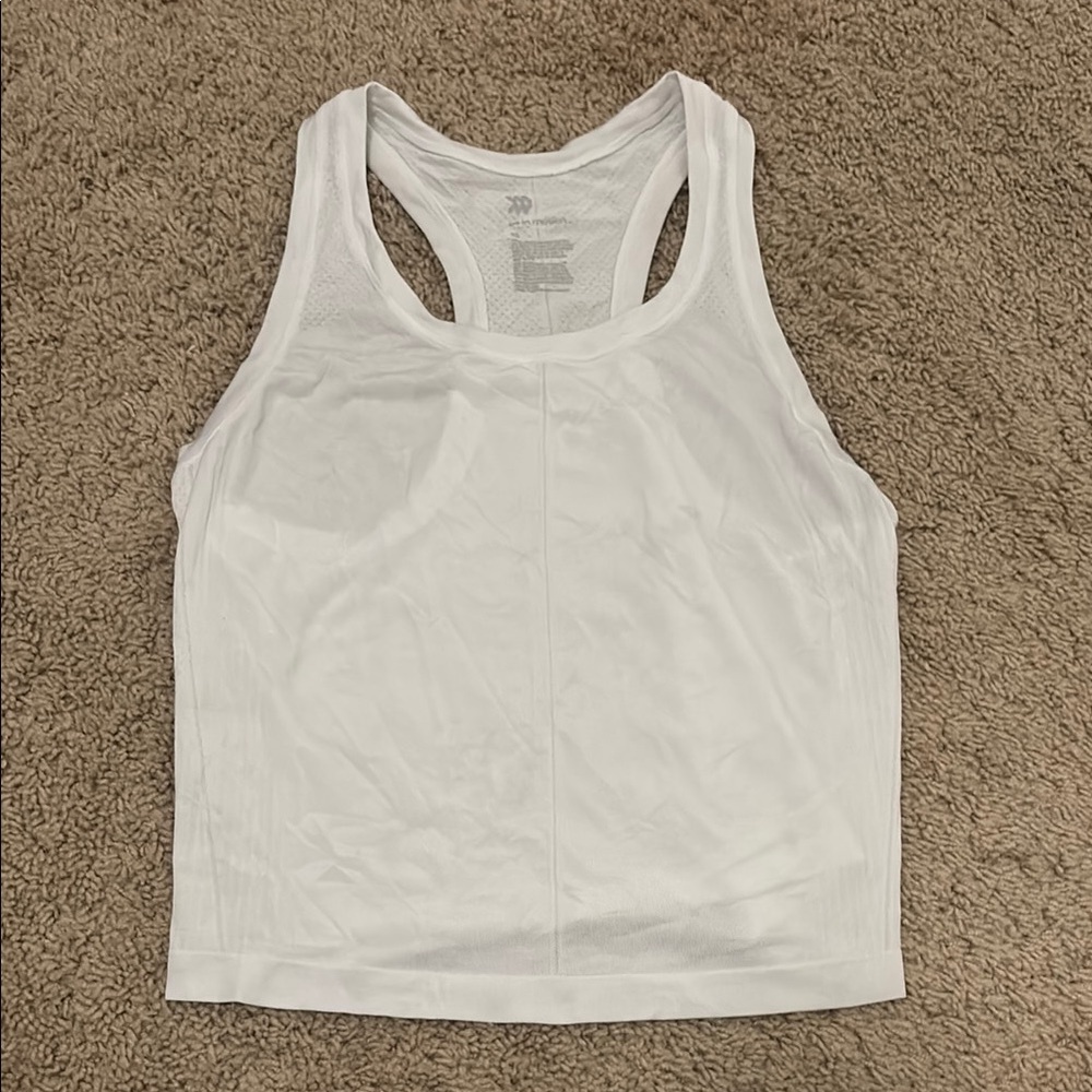 All in Motion White Fitted Crop Tank Top